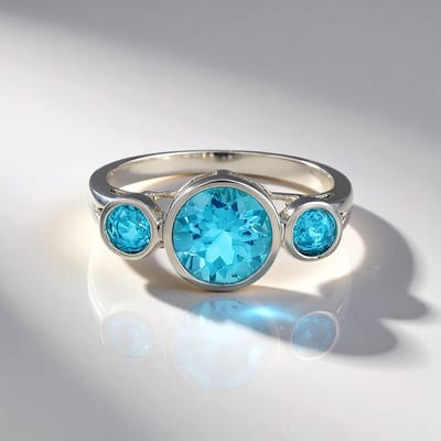 Cavill - Zilveren Ring met 2,62 ct Paraiba Topaas - Platina Geplateerd 925 Sterling Zilver - Rond Geslepen Braziliaanse Edelsteen - Elegante Luxe Ring
