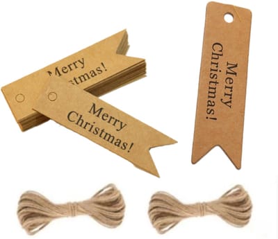 100 Stuks Cadeau tags - kraftpapier/karton aan touwtjes – Cadeaulabels – Beschrijfbaar - Kartonnen Cadeaulabels - Bruine Etiketten – cadeaukaartjes - LOUZIR