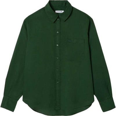 Lacoste Oversized shirt van lyocell voor dames (Groen)