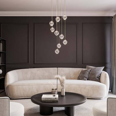 Lucande LED hanglamp Hayley, Ø 40 cm, 9-lamps, chroom, glas