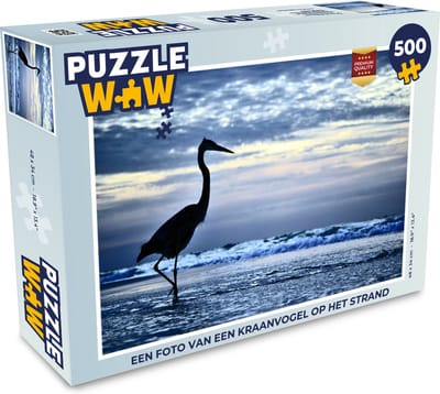 Puzzel Een foto van een kraanvogel op het strand - Legpuzzel - Puzzel 500 stukjes
