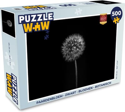 Puzzel Paardenbloem - Zwart - Bloemen - Botanisch - Legpuzzel - Puzzel 500 stukjes