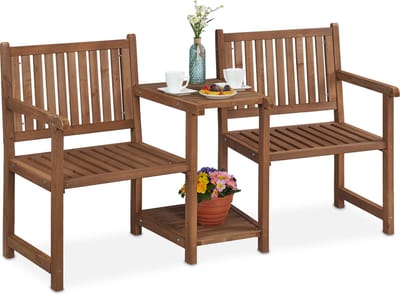Tuinbank met tafel - 86 x 161 x 61 cm - 2 personen - hout