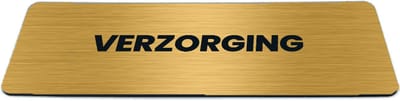 Deurbordje Goud-look met tekst verzorging - Formaat 150 x 50 mm x 1,6 mm - Zelfklevend | Luxe uitstraling | Geborstelde Gouden toplaag | Gratis Verzending | Decoporta