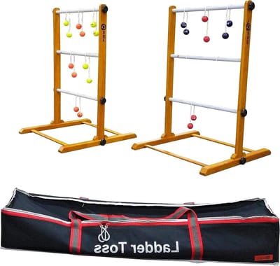 │ Laddergolfspel met 2 ladders, werpspel compleet met ballen en draagtas, met set van 2 of 4 zachte en harde bola's, officieel spel voor professionals