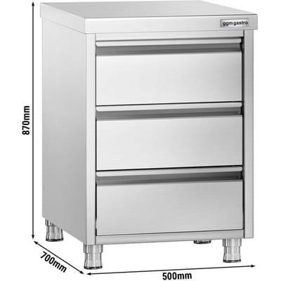 GGM Gastro Schubladenschrank PREMIUM mit 3 Schubladen - 500x700mm Zilver