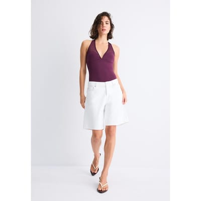 Stradivarius Mesh halterbody  Purper XS