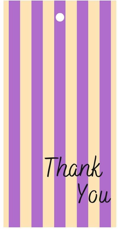 Cadeaukaartjes “Thank you” Strepen – 20 Stuks – Met Gaatje – Cadeaulabels voor Felicitatie, Succes & Cadeaus
