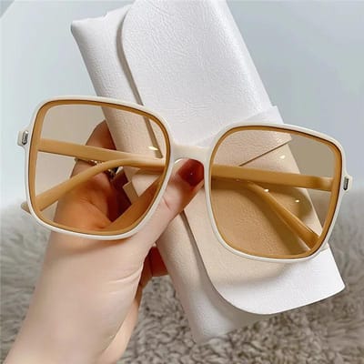 Vintage Stijl Groot Vierkant Montuur Zonnebril Vrouw Vintage Verloop Zonnebril Vrouwelijk Helder Glas Zwart Wit Zomer Oculos De Sol Bril sunglasses