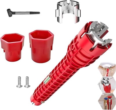 8-in-1 Sanitair Spoelsleutel - Multifunctionele Sleutel voor Toilet, Spoelbak en Badkameraccessoires, Ideaal voor Keuken en Sanitairwerkzaamheden