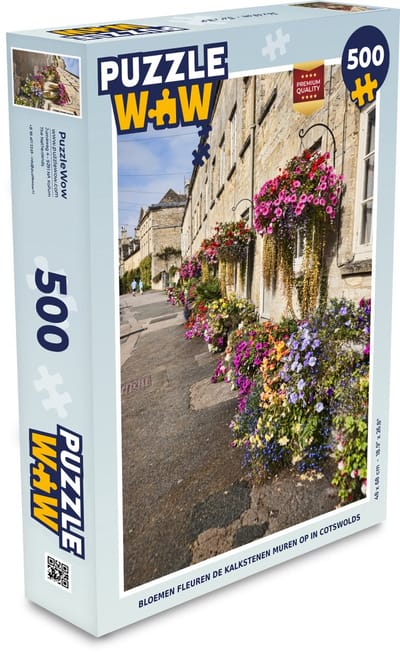 Puzzel Bloemen fleuren de kalkstenen muren op in Cotswolds - Legpuzzel - Puzzel 500 stukjes