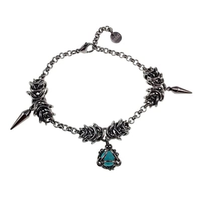 Armband met Turquoise Kattenoog Steen en Speerpunt Hanger, Dames Armband, Roestvrij staal (RVS), Verstelbaar, Ondworpen door esde2