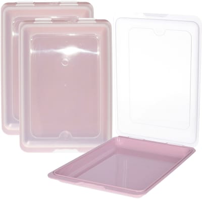 Toyma Vleeswarendoos - 3x - roze - kunststof - 24,5 x 17 x 4 cm - vershouddoos / kaasdoos