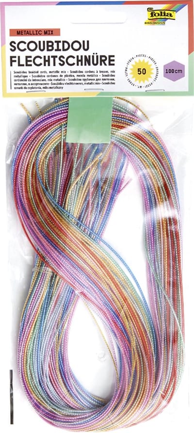 Folia Scoubidou vlechtkoorden BASIC MIX, 1,8 mm x 1 m