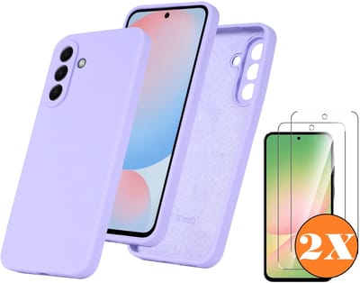 Hoesje geschikt voor Samsung Galaxy A56 Hoesje siliconen Lila siliconen hoesje TPU - met Samsung A56 Screenprotector - 2 stuks