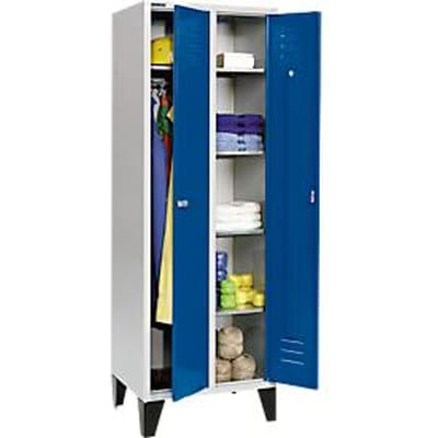 Schäfer Shop Select Kledinglocker, met 2 compartimenten, met poten, cilinderslot, lichtgrijs/gentiaanblauw