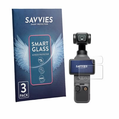 3 Stuks Savvies Screenprotector - geschikt voor DJI Osmo Pocket 4 (Display + Lens) - beschermfolie glas transparant