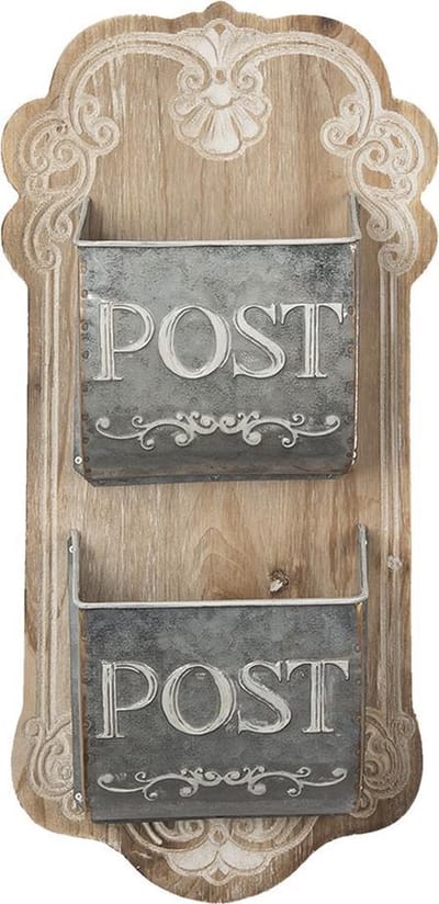 Clayre & Eef Brievenhouder 26x10x53 cm Bruin Grijs Hout