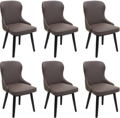 Set van 6 eetkamerstoelen MCW-M60, gestoffeerde stoel, keukenstoel, fauteuil, stof/textiel, massief hout ~ donkergroen-grijs