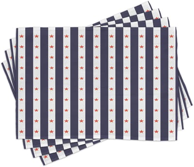 ABAKUHAUS Verenigde Staten van Amerika tafelmatjes, Beroemde Dag van de Verenigde Staten, antislip, wasbare tafeldecoratie voor eetkamer en keuken, indigo, rood, wit