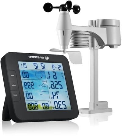 Slim Weerstation - Weercomputer Weer Monitor - Smart Home Automatisering - 7-in-1 Buitensensor Koppeling - Basis 118x21x193mm - Zwart
