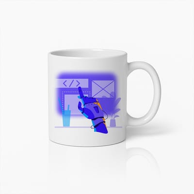 Futuristische Robot Hand Codeer Mok – Innovatieve Technische Keramische Koffiebeker – Perfect Cadeau voor Programmeurs en Ontwikkelaars – 330ml