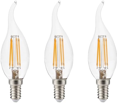 Kobi LED Filamentlamp E14 4W - 470lm - 3000K - 360° - 230V - Druppelvorm - Voor Nachtlamp, Wandlamp of Tafellamp - 3 stuks