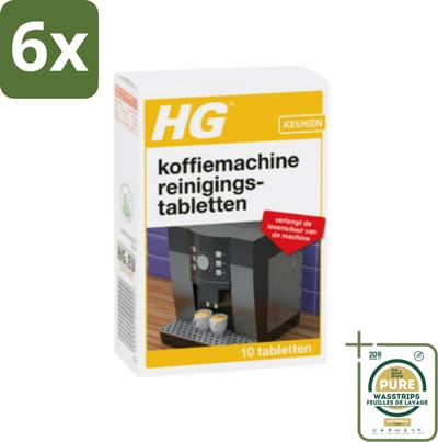 HG Koffiemachine Reinigingstabletten 10 tabletten - Voordeelverpakking - 6 stuks - Koffievet verwijderen - Koffiemachine onderhoud