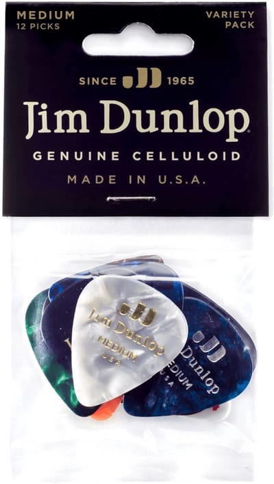 Dunlop PVP106 Celluloid Medium Variety Plectrum 12-Pack - Plectra, celluloid medium, mix van 12 stuks