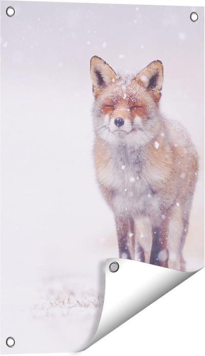 Gards Tuinposter Vos in de Sneeuw - 40x60 cm - Tuindoek - Tuindecoratie - Wanddecoratie buiten - Tuinschilderij