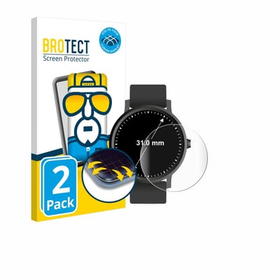 BROTECT - Screenprotector voor Ronde Displays (ø: 31 mm) - Folie Beschermfolie transparant volledig dekking - 2 Stuks