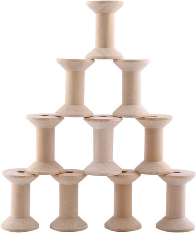 10x Houten Spoelen Lege Draadklossen voor Knutselen en Weven 47x31mm