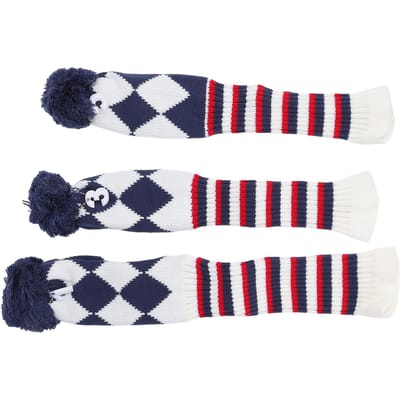 3 stuks Golfclub Hoofdbedekking Stijlvol Patroon Pluche Bal Beschermend Krasbestendig Gebreid Golfhoofd blue