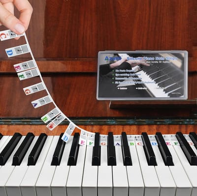 Piano Noten Gids - Keyboard Stickers - Muziek Leren Spelen - Zonder Lijm - Voor 37-88 Toetsen - Zwart