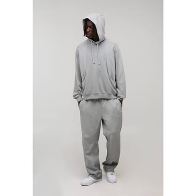 Oversized Boxy Raglan Rib Detail Loopback Trainingspak | Grey | Size XL
