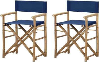 Inklapbare tuinstoelen - Klapstoelen set - Ontspannen buiten - Stabiel bamboeframe - 2 stuks - Blauw