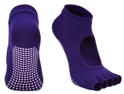 Scoby - Yoga sokken - Pilates - Grip Socks - Open teen - Ademend - Antislip - Paars