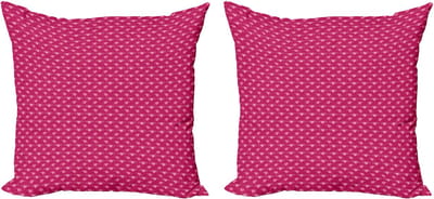 ABAKUHAUS Decoratieve kussenhoezen met hartjesmotief, set van 2, Doodle Pink Love, 40x40 cm, magenta en lichtroze