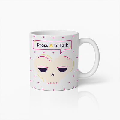 Gamer Mok 330ml – “Press A to Talk” Grappige Schedel Koffiemok, Perfect Cadeau voor Gamers en Technologieliefhebbers
