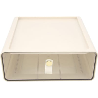 Transparante Opberglade Doos Grote Capaciteit Desktop Lade Opbergcontainer Organizer voor Kantoor Crème white