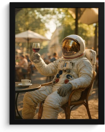 Poster in lijst - Fotolijst 30x40 cm - Posters - Wijn - Rood - Terras - Koffie - Posterlijst zwart - Decoratie - Wanddecoratie woonkamer - Muurdecoratie slaapkamer