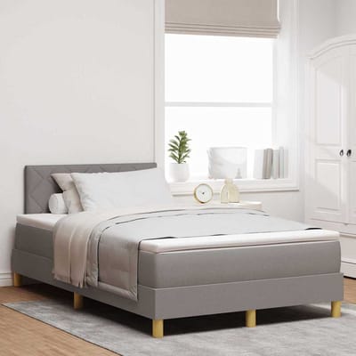 vidaXL - LED - Box - Spring - Bed - met - hoofdeinde - Taupe - 120 - x - 200 - cm - Stof