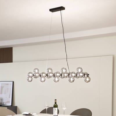 Lucande - hanglamp - 25lichts - Glas, metaal - H: 20 cm - G9 - zwart, rookgrijs