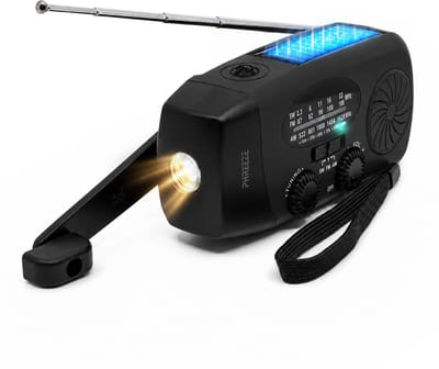 Noodradio Solar Opwindbaar - FM/AM/SW Radio met Handslinger, Powerbank & LED Zaklamp - Draagbare Noodradio voor Noodpakket, Stroomuitval en Rampen - Zwart