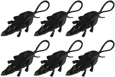 Horror griezel ratten - 12x stuks - zwart - 8 cm - Plastic nep ratten - Halloween thema decoraties