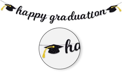 LUQ Geslaagd Slinger Happy Graduation – Zwart & Goud Feestdecoratie Afstuderen – 200 cm