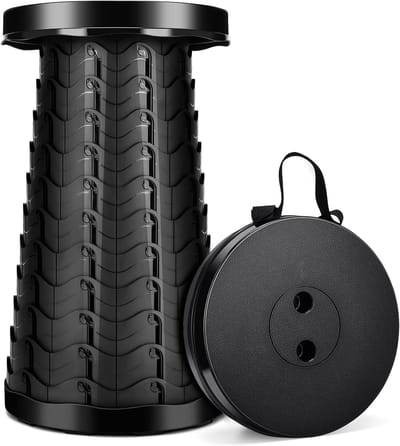 Draagbare opvouwbare kruk - Draagvermogen tot 180 kg - Uitschuifbare plastic opvouwbare kruk - Lichtgewicht en extra stevig - Geschikt voor kamperen, vissen, wandelen, barbecue, binnen en buiten, keuken - Zwart