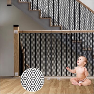 Veiligheidsnet voor trap en balkon - Kinderbeveiliging en Cat Net - 3 x 0.9m Zwart