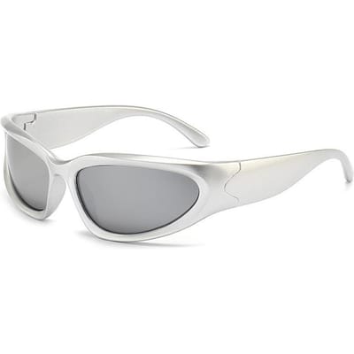 1 stuks Cyber Futuristische Zilveren Y2K Bril Unisex Mode Brillen voor Mannen Vrouwen Trendy Accessoires white