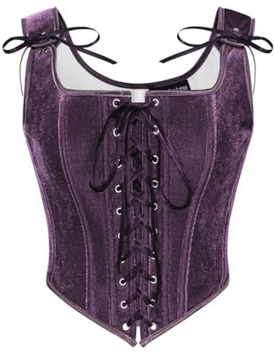 Dameskorset met middeleeuwse en renaissance-stijlen, vintage velours bustier met vetersluiting